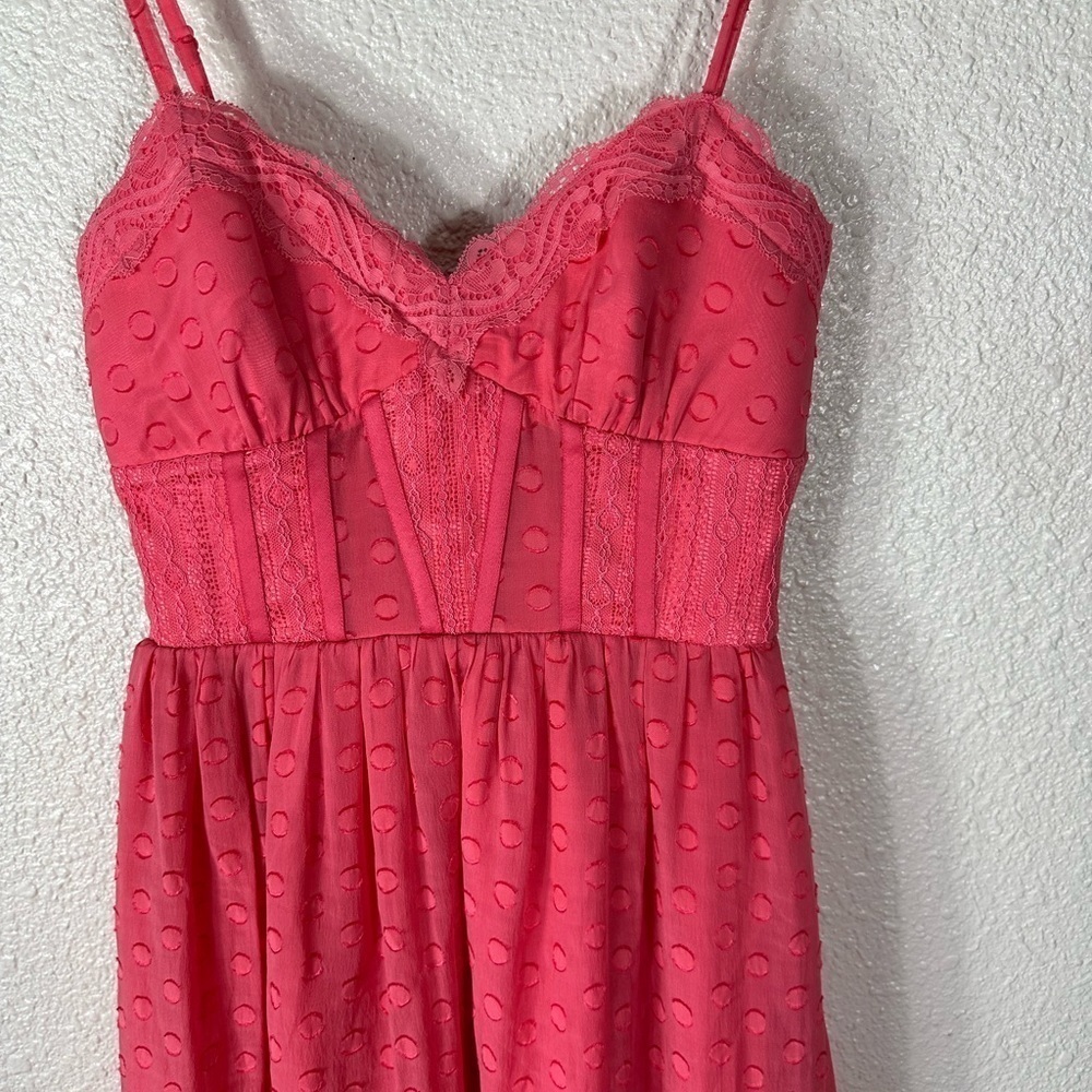 Bebe Mini Chiffon Back Lace Up Pink Dress Size XS - Picture 2 of 7